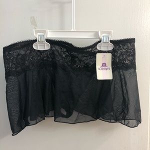 Black Thong With Lace Skirt